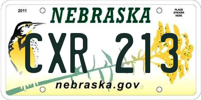 NE license plate CXR213