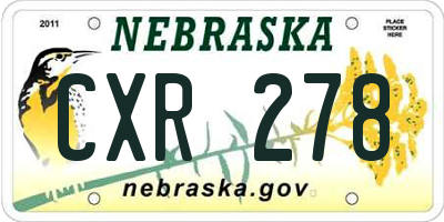 NE license plate CXR278