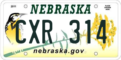 NE license plate CXR314