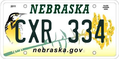 NE license plate CXR334