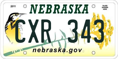 NE license plate CXR343