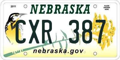 NE license plate CXR387
