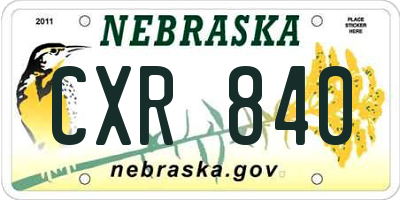 NE license plate CXR840