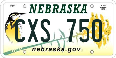 NE license plate CXS750