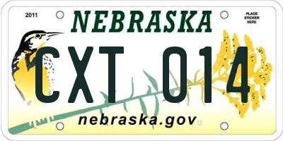 NE license plate CXT014