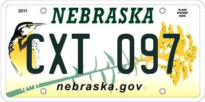 NE license plate CXT097