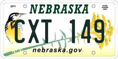 NE license plate CXT149