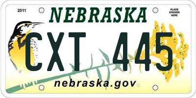 NE license plate CXT445