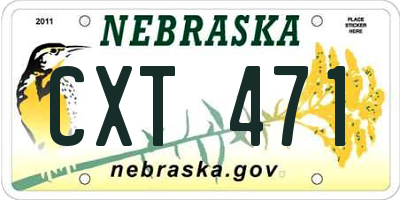 NE license plate CXT471
