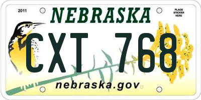 NE license plate CXT768