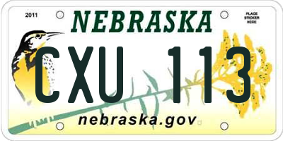 NE license plate CXU113