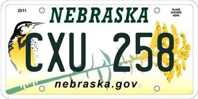 NE license plate CXU258