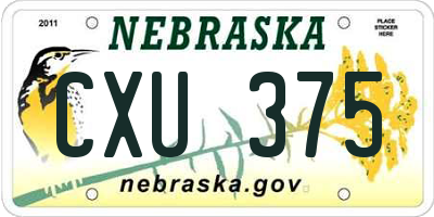 NE license plate CXU375