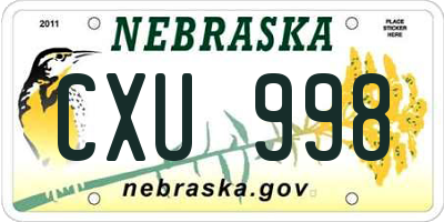 NE license plate CXU998