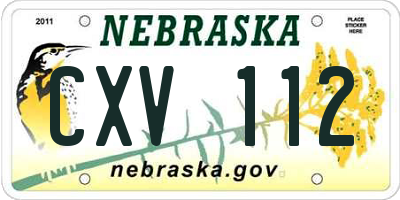 NE license plate CXV112