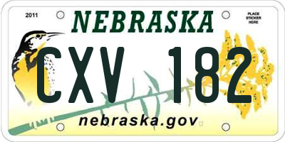 NE license plate CXV182