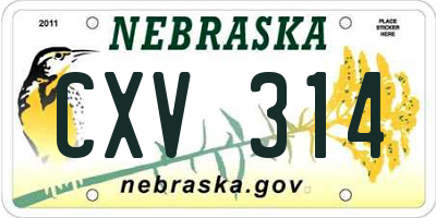 NE license plate CXV314