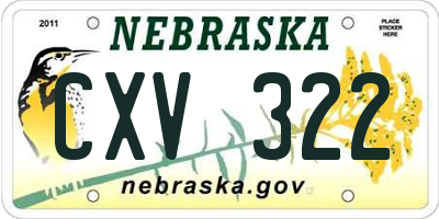 NE license plate CXV322