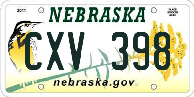NE license plate CXV398