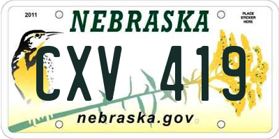 NE license plate CXV419