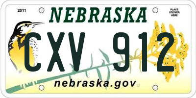 NE license plate CXV912