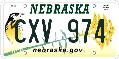 NE license plate CXV974