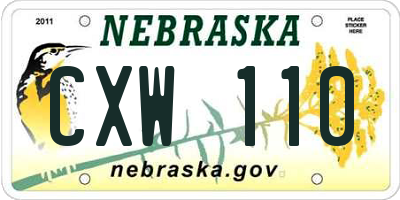 NE license plate CXW110