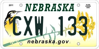 NE license plate CXW133