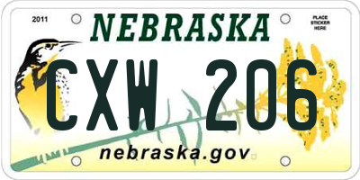 NE license plate CXW206