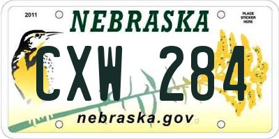 NE license plate CXW284