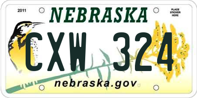 NE license plate CXW324