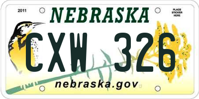 NE license plate CXW326