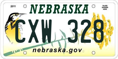 NE license plate CXW328