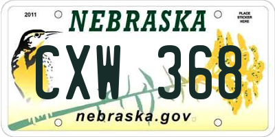 NE license plate CXW368
