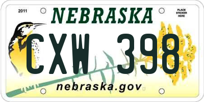 NE license plate CXW398