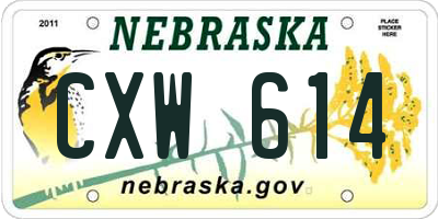 NE license plate CXW614
