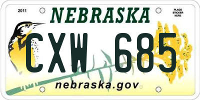 NE license plate CXW685