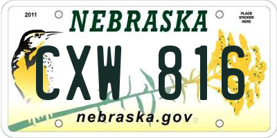 NE license plate CXW816