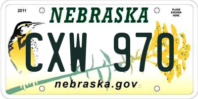 NE license plate CXW970