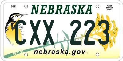 NE license plate CXX223