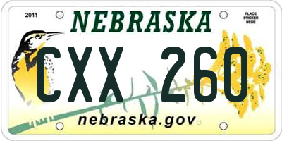 NE license plate CXX260