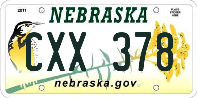 NE license plate CXX378