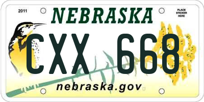 NE license plate CXX668