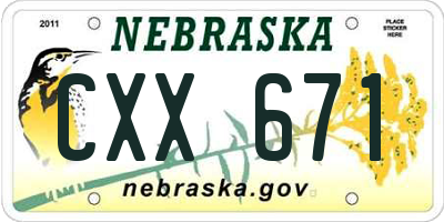 NE license plate CXX671