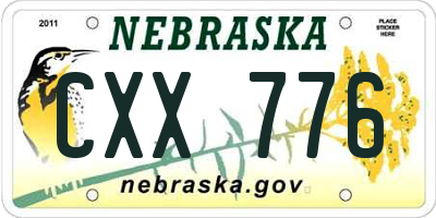 NE license plate CXX776