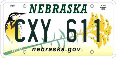NE license plate CXY611