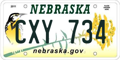 NE license plate CXY734