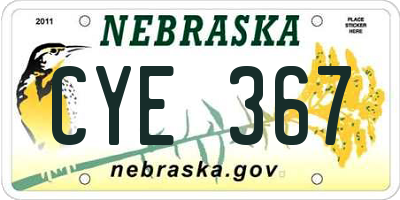 NE license plate CYE367