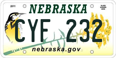 NE license plate CYF232
