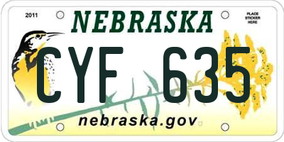 NE license plate CYF635